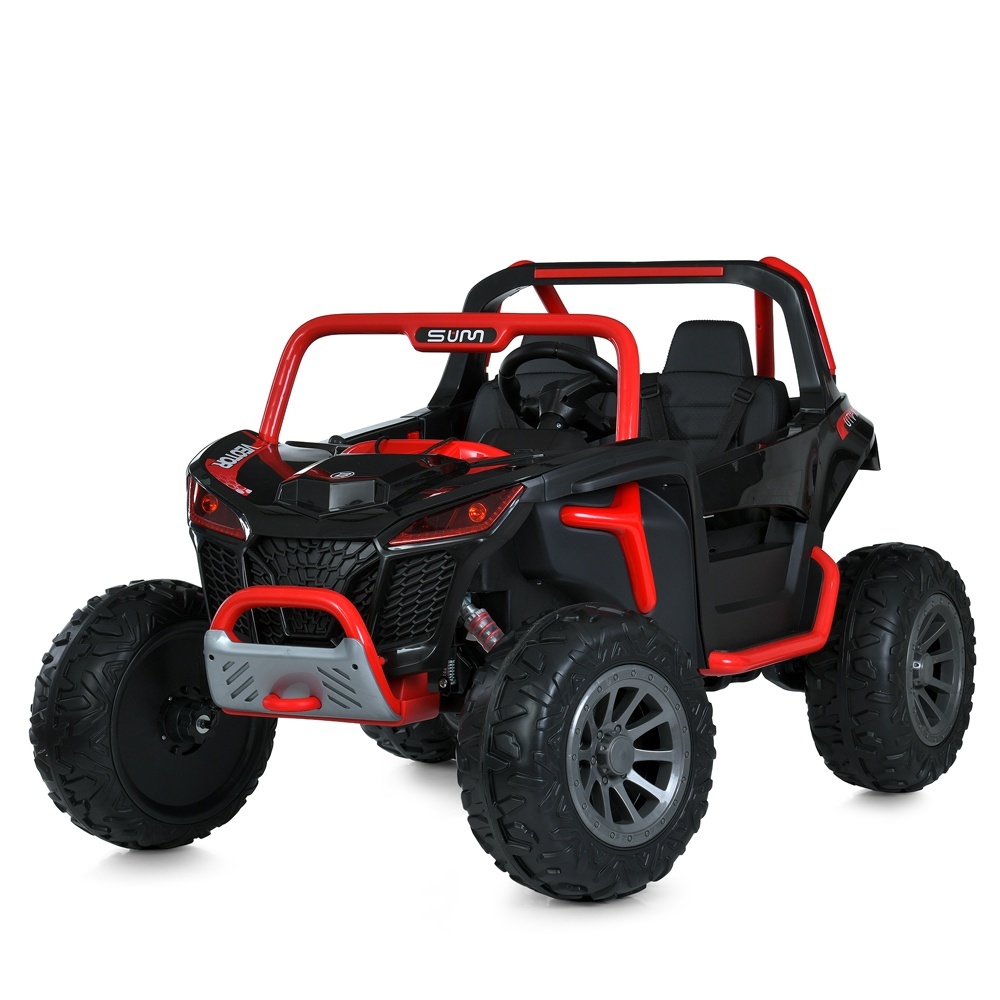 Джип M 6066EBLR-3 2.4G радіокер., 2акум.12V7AH, 2 мот.45W, USB, TF, EVA, муз., шкіра,світло,червоний