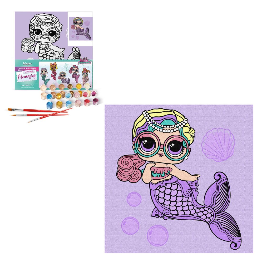 Картина за номерами (в обкладинці) для дітей "L.O.L. Surprise! Mermaids Miss Sea" 40х40см
