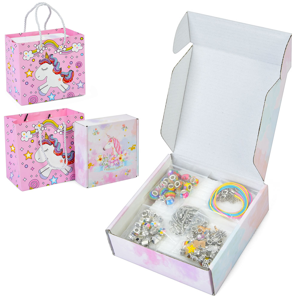 Бісер DLS-1135 намистини, підвіски, браслети, пластик+мет.,подарун.кул.(єдиноріг),кор.,15,5-15,5-5см