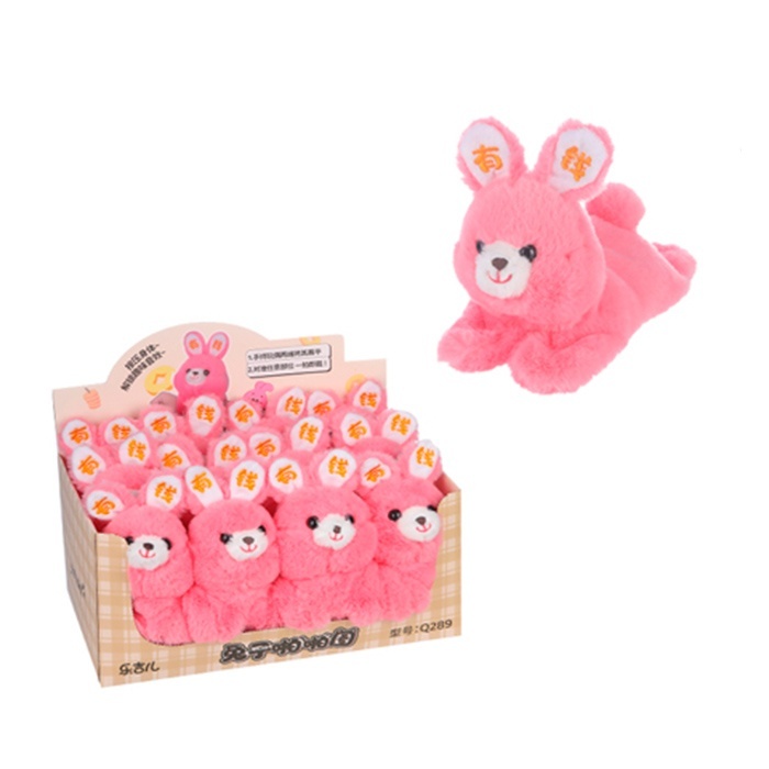 Браслет Q289 зайчик, плюш, муз., бат. (табл.), 12 шт. в диспл., 34-16,5-21,5 см.