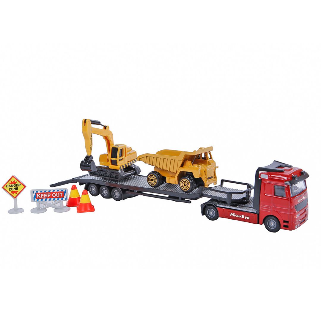 Ігровий набір - АВТОПЕРЕВІЗНИК (автоперевізник, самоскид, екскаватор, акс.)