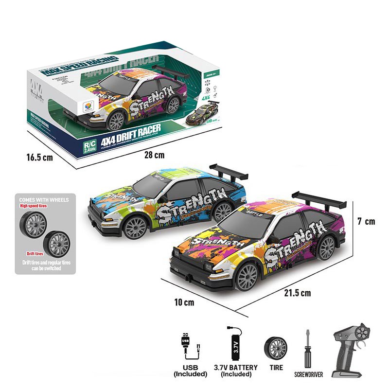 Машина 805-6A радіокер.2,4G,акум.,1:18,корпус не б'ється,дрифт,доп.колеса,4х4,USB,2кольори,світло,ко