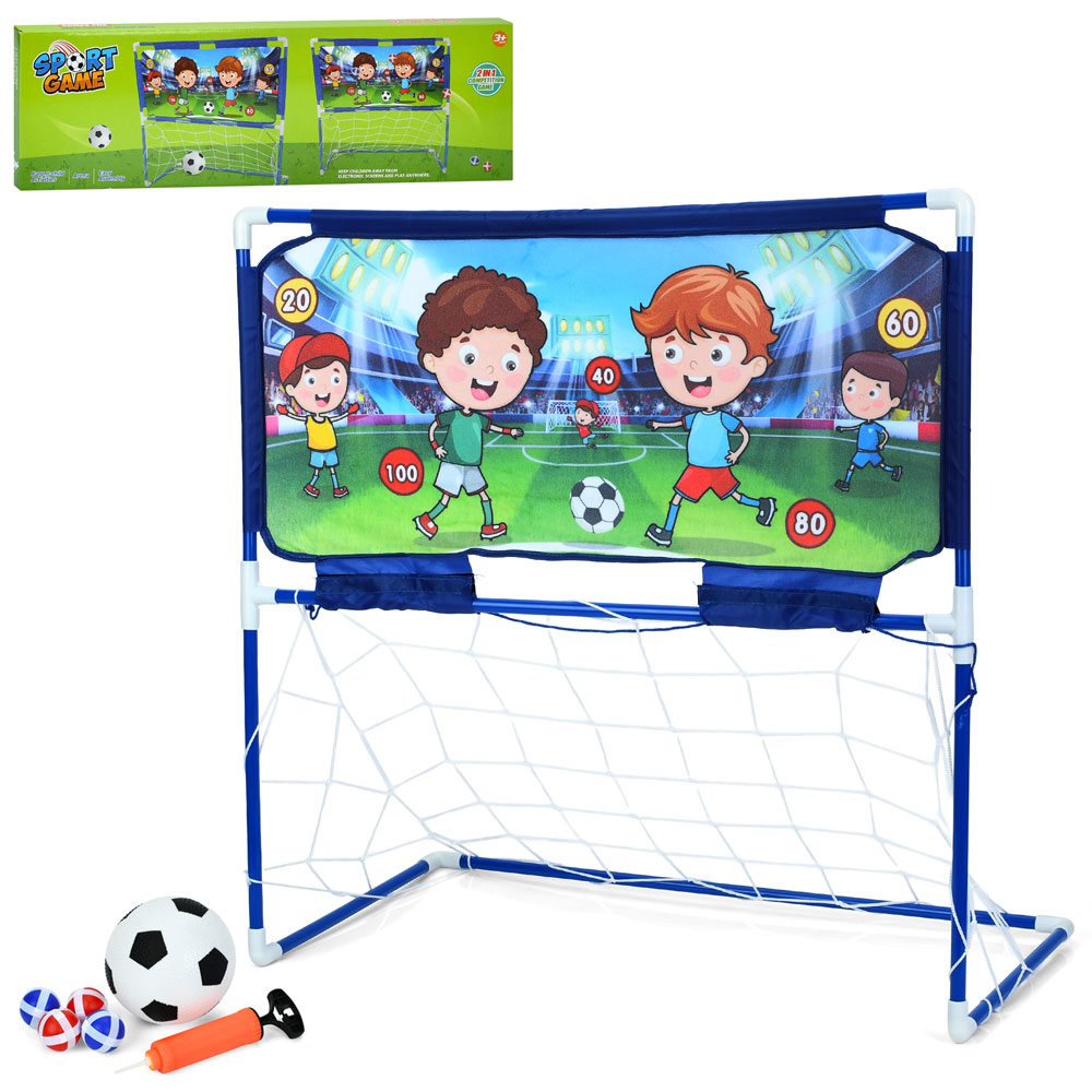 Футбольні ворота MR 1389 сітка,наклад.для навч.влучності,м'яч,м'ячики-ліпуч.4шт,насос,кор.,62-19-3,5