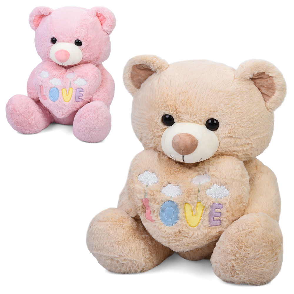 М'яка іграшка YG0384 ведмідь, 50-32-40cм, серце LOVE, 2 кольори, у пакеті