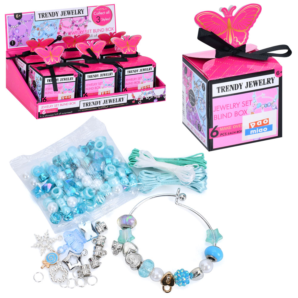 Бісер HJ01051 намистини, браслети, підвіски, кор.(сюрприз), 6 шт. в диспл., 33-11-21,5 см.