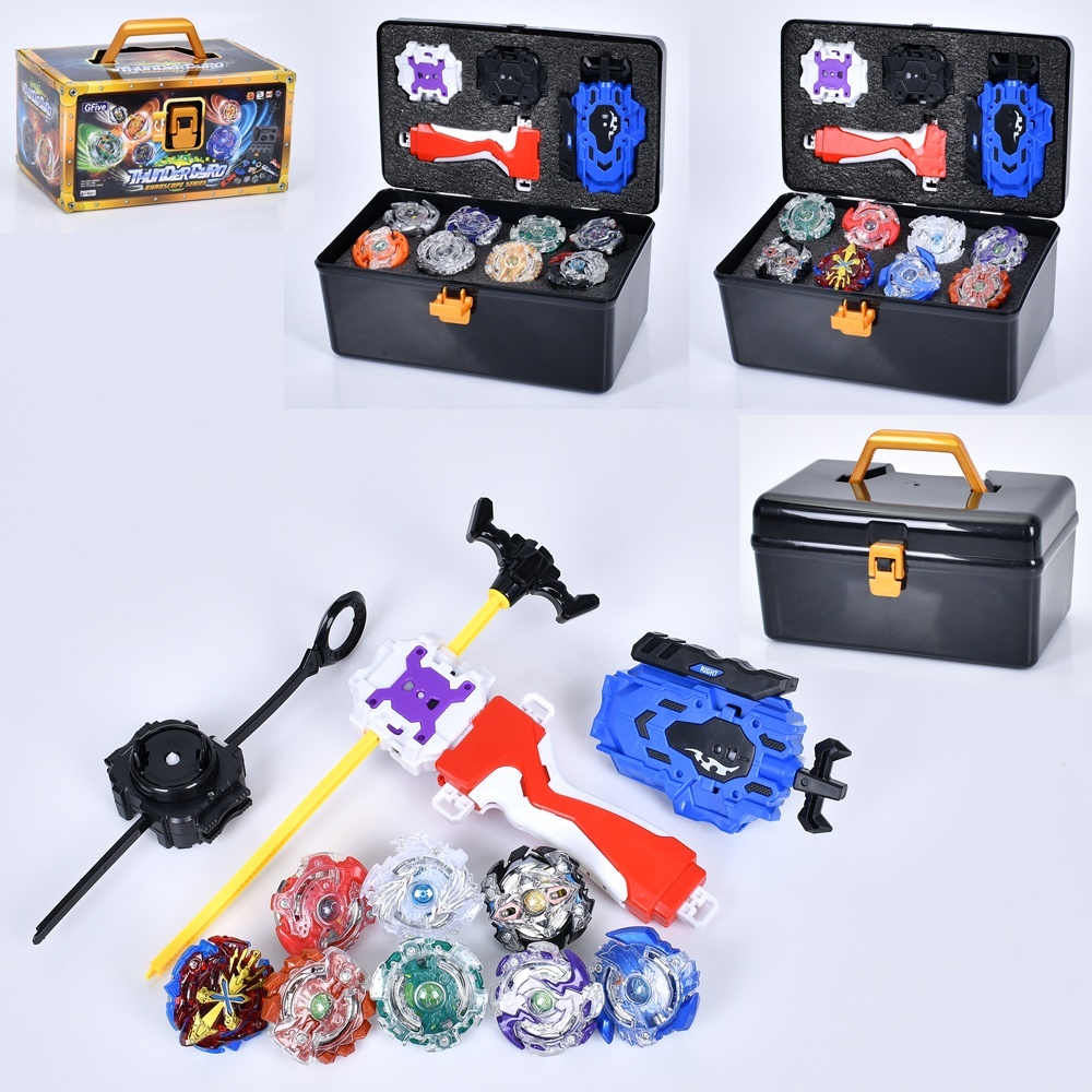 Гра GF204-1-2 дзига (мет.+пласт.), 8 шт., на запуску, 2 види, валіза/ящик, кор., 22,5-15,5-13 см.