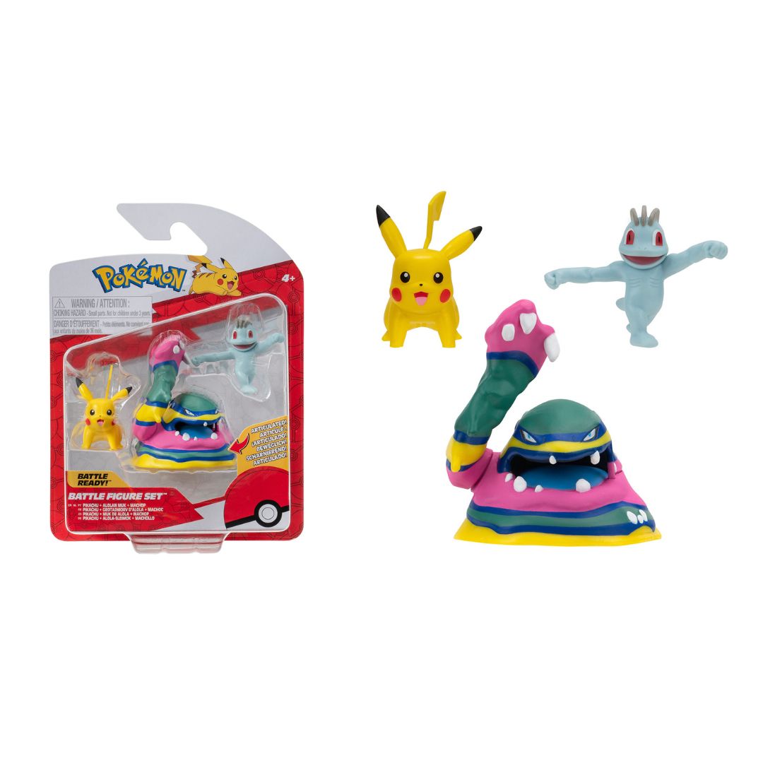 Набір ігрових фігурок POKEMON W19 - МАЧОП, ПІКАЧУ, АЛОЛА МАК