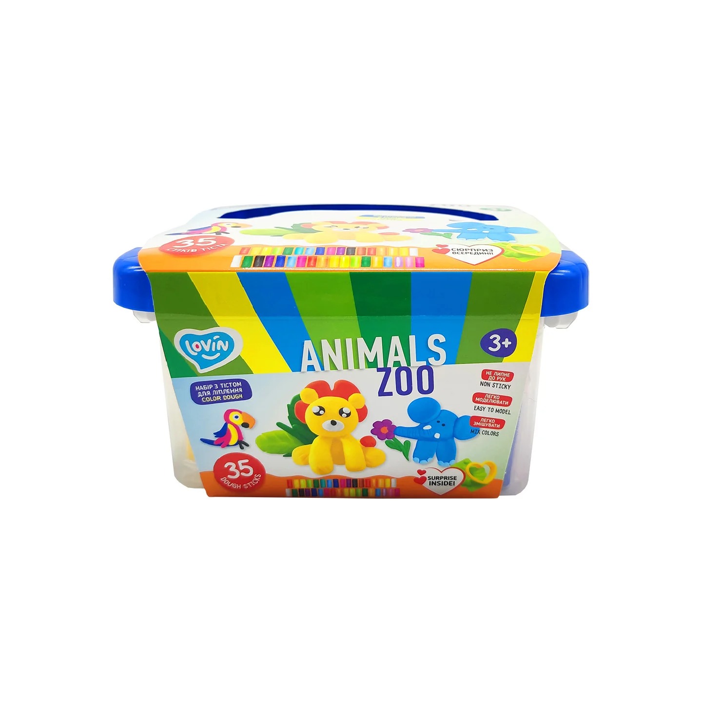 Zoo animals box ТМ Lovin Набір для ліплення з тістом