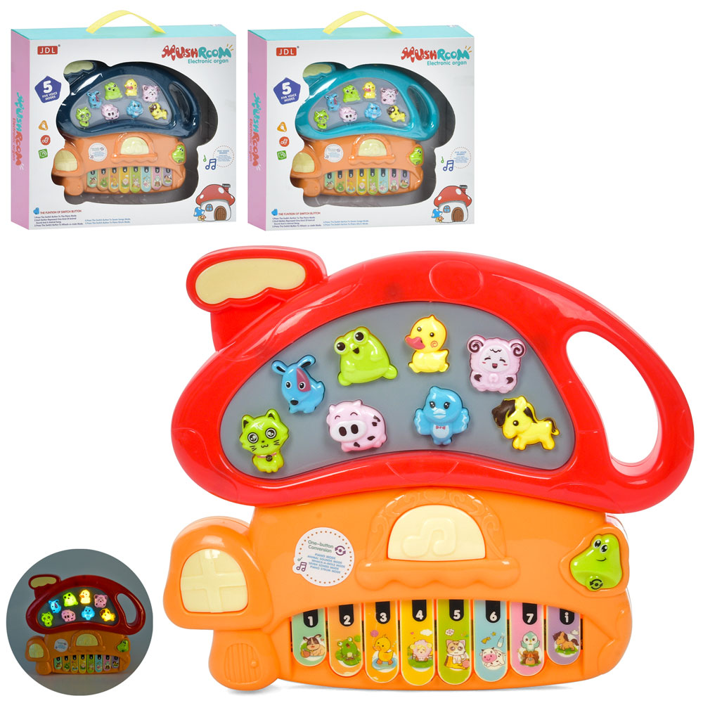 Піаніно 8818B звуки тварин, 3 кольори, муз., бат., кор., 34-29-5,5 см.