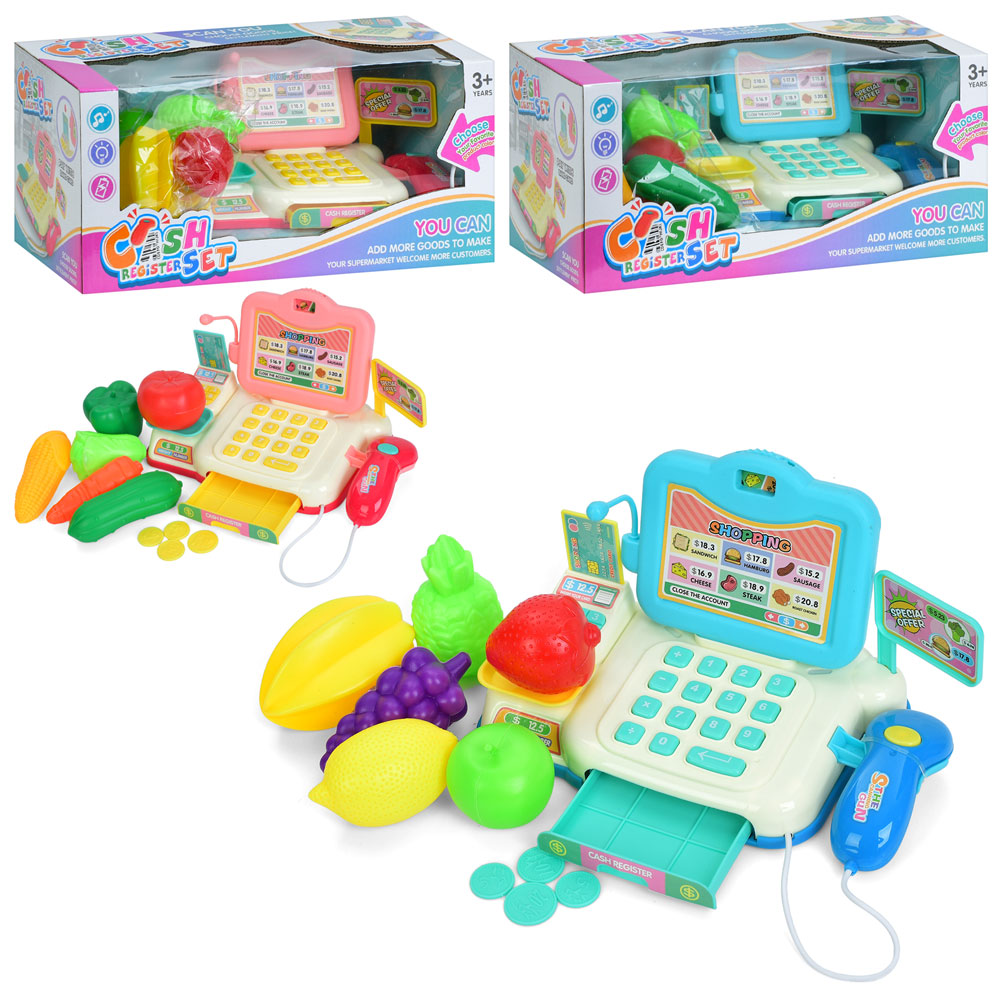 Касовий апарат 682-1A-1B сканер,рухлива деталь,продукти,2 види по 2 кольори,муз.,бат.,кор.,34-15-15с