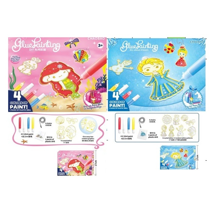 Набір для творчості 7603-4 підвіска-розмальовка 6шт.,ланцюжок,фарби(4 кольори),2 види,кор.,24-17-4см