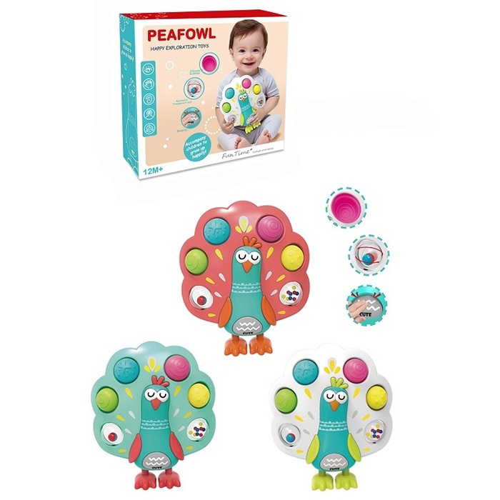 Гра BY227 павич,сенсорна гра,м'які кнопки/Pop it(текстурні),брязкальце,пискавка,3кольори,кор.,19,5