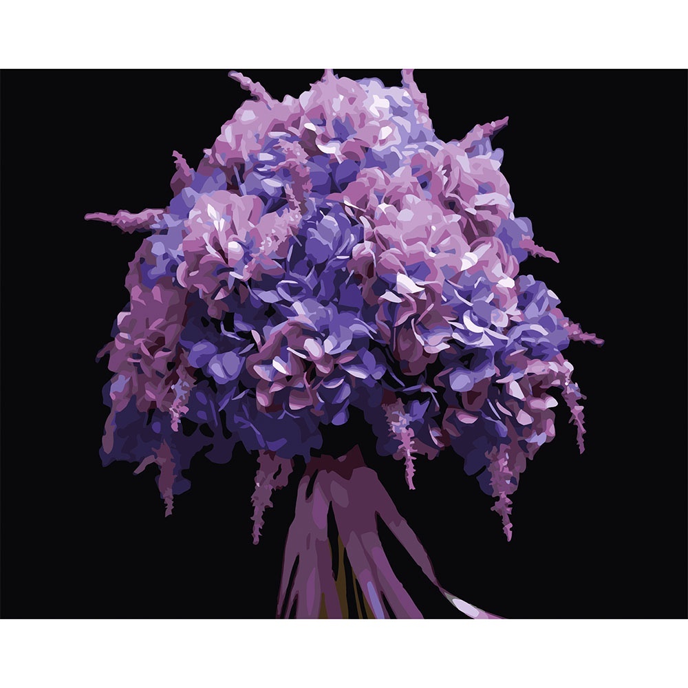 Картина за номерами Strateg Рожева гліцинія на чорному фоні 40Х50 (AH1253)