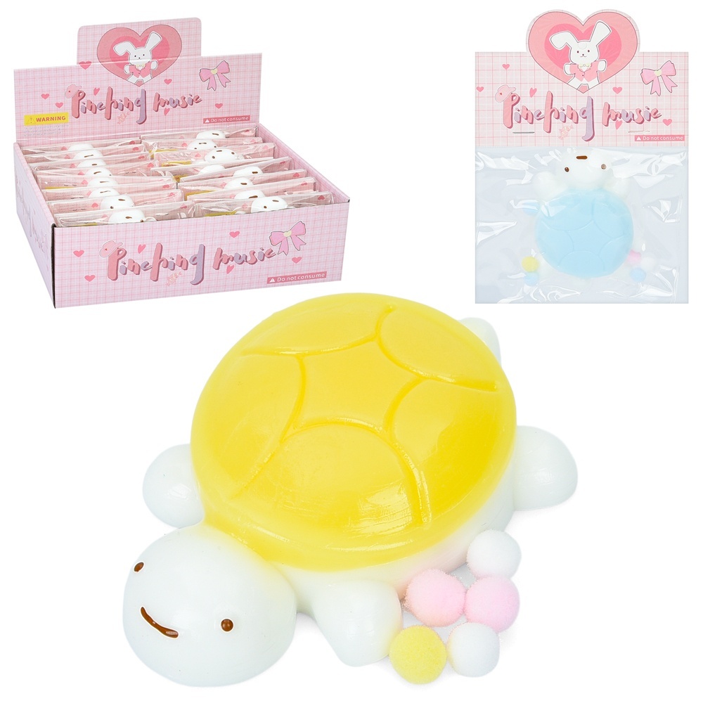 Іграшка MS 4559 антистрес, черепаха, мішура, 2 кольори, кул., 16 шт. в диспл., 27,18-9 см.