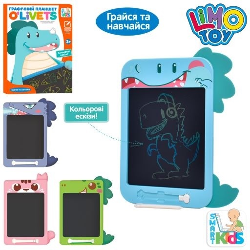 Фотография 1 товарной позиции интернет-магазина детских игрушек www.smarttoys.com.ua LCD планшет SK 0050 ABCD для малювання, кольоровий, 10дюймів, 4види, бат.(таб.), кор., 25-33,5-2 см.