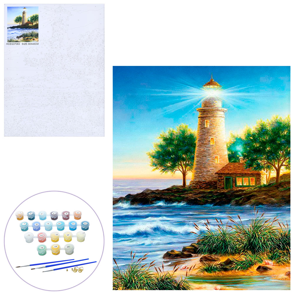 Набір для творчості МК 5328 картина за номерами, Маяк, кул., 30-40-2 см.
