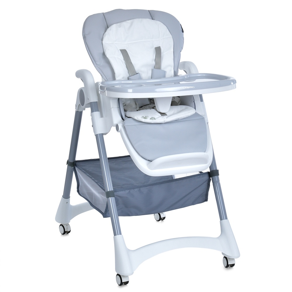 Стільчик ME 1177 STEADY Quiet Gray для годування, 5-точ.ремені, матрац, 4 колеса, шкір.,світло-сірий