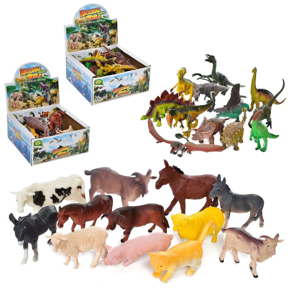 Фігурка LT203-4 тварина, 2 види (дино/домашні), 12 шт. (12 видів) в диспл., 20,5-20,5-9 см.