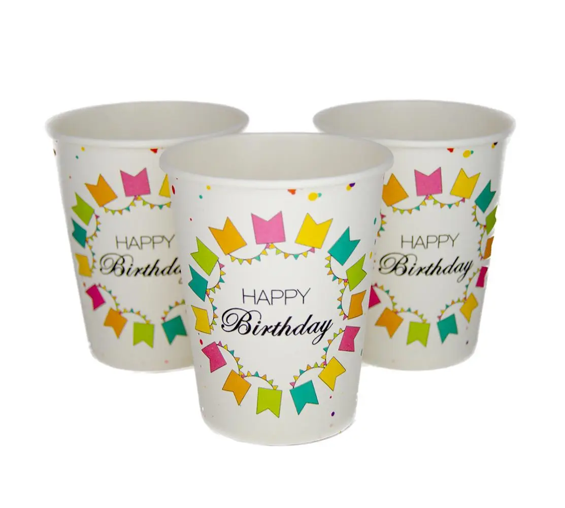 Стаканчики "Happy Birthday кольорові прапорці в колі" (10шт-уп)