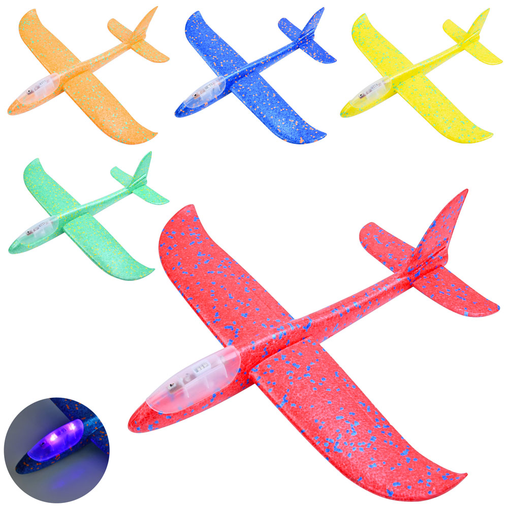 Літак FG231009002M пінопласт, мікс кольорів, світло, бат. (табл.), кул., 13-47-4,5 см.