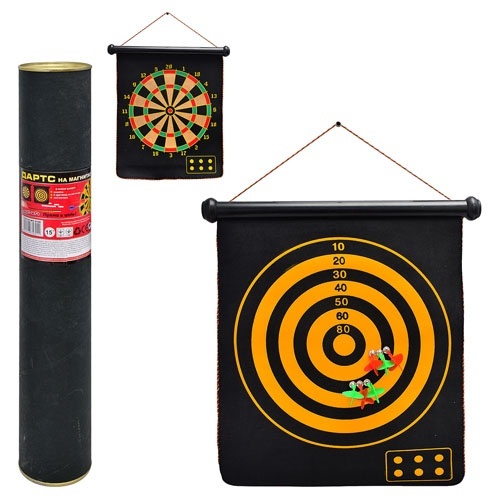 Дартс MS 0100 15'', 6 дротиків, магнітний, двостор., тубус.