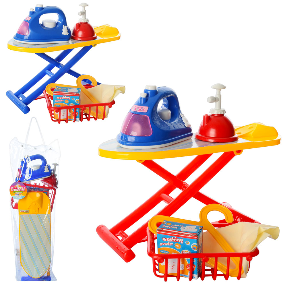 Праска 8020 муз., світло, бат., прасувальна дошка, кошик, 2 кольори, кул., 18-55-9 см