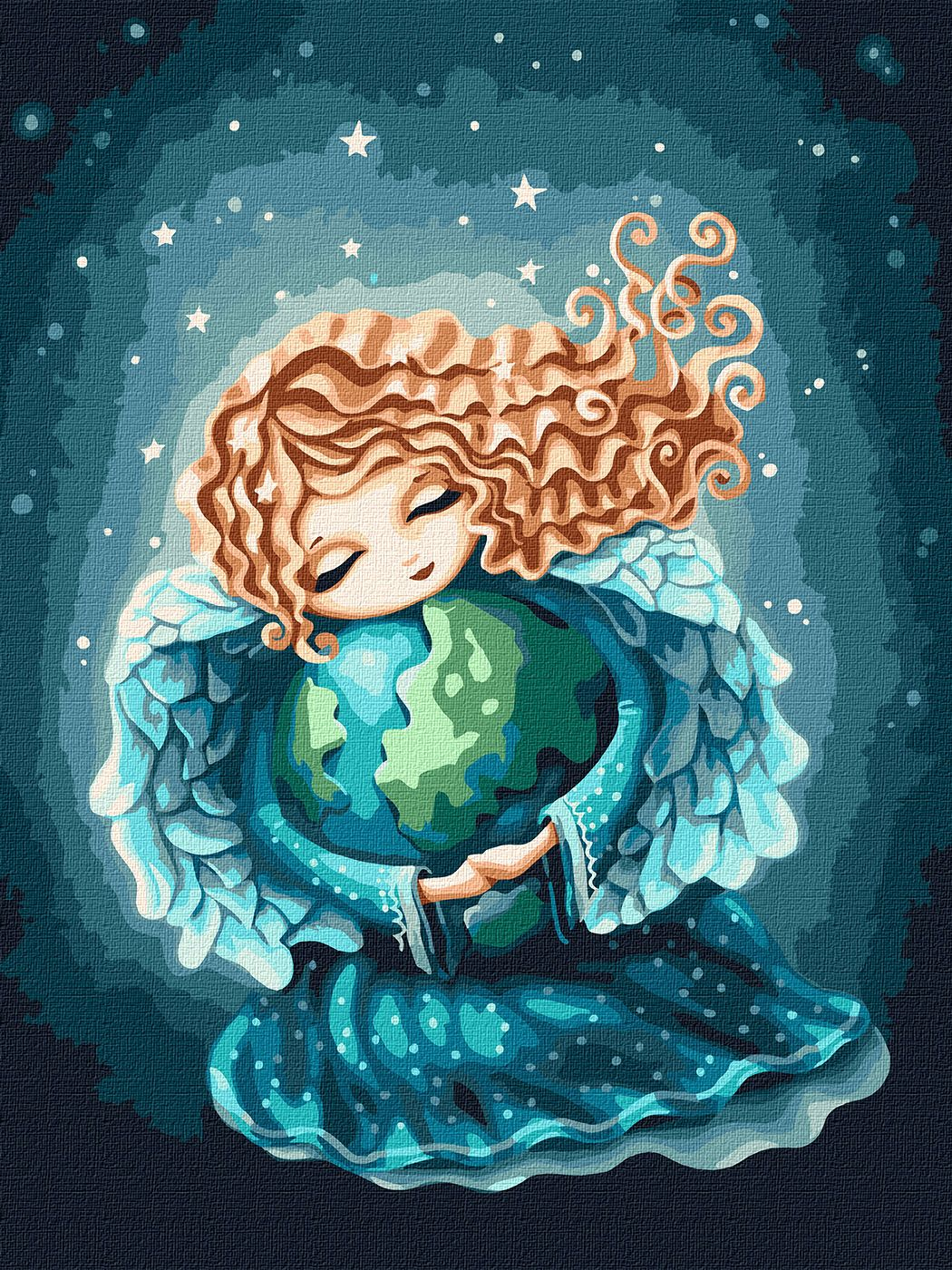 Набір 7+ для розпису по номерах. "Ангел землі" 30х40см