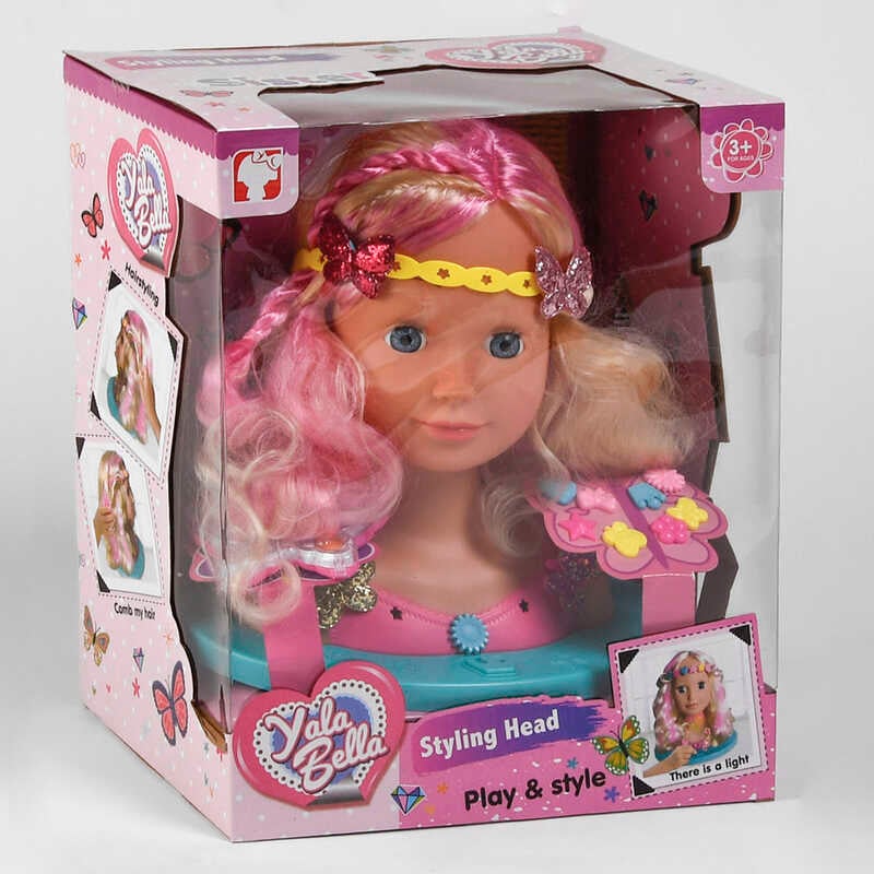 Фотография 1 товарной позиции интернет-магазина детских игрушек www.smarttoys.com.ua Лялька-Голова YL 888 E (8) Манекен для зачісок та макіяжу, світловий ефект, з аксесуарами, в коробці