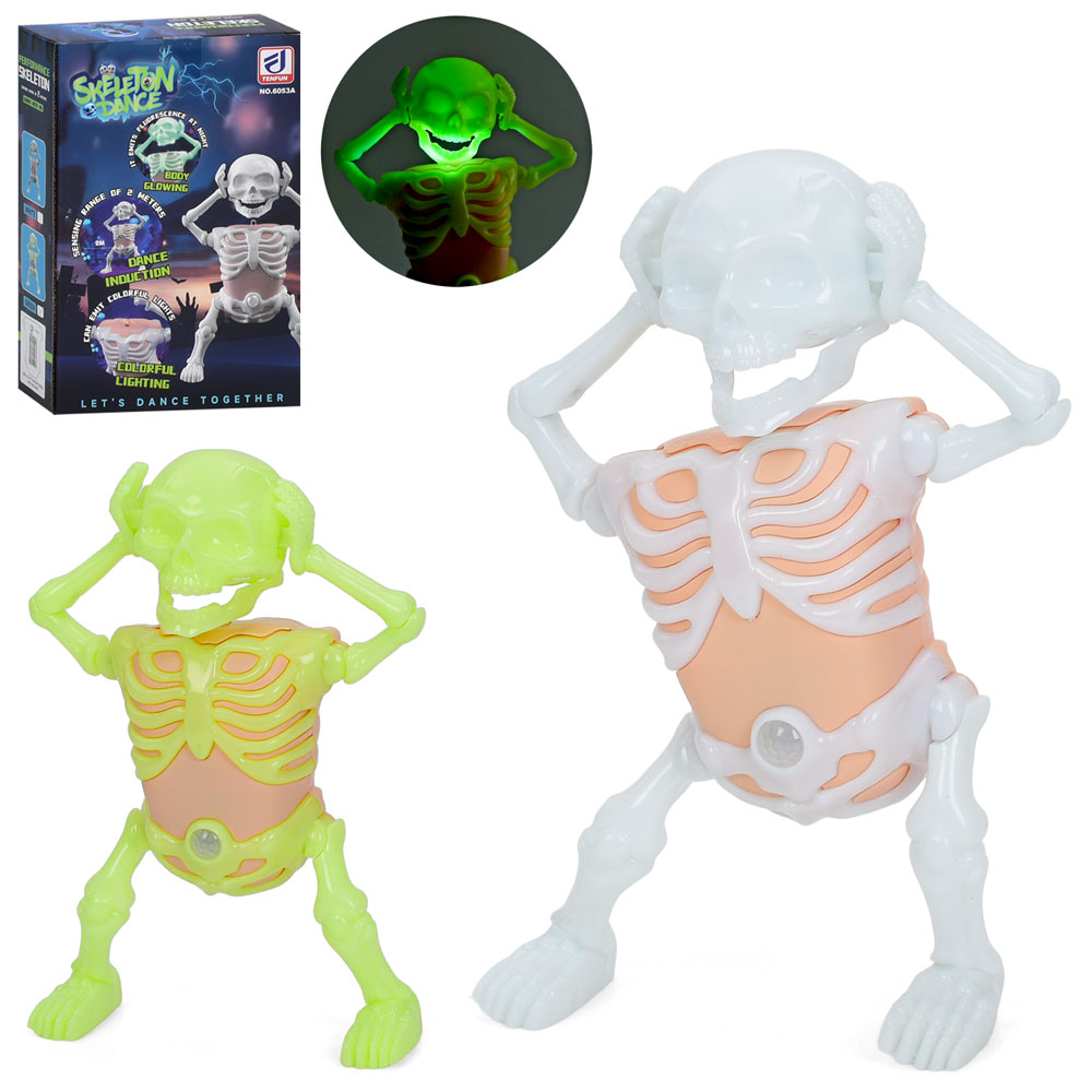 Робот 6053A скелет,21см,рухл,зв,св.у темряві, реагує на руку, 2кол.на бат-ці, в кор-ці,15-22,5-6,5см