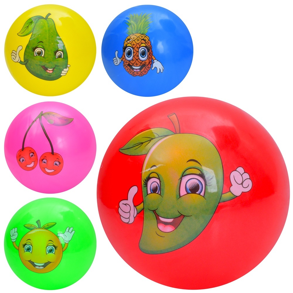 М'яч дитячий MS 4401 9 дюймів, 57-60г, принт-фрукти/ягоди, мікс видів/5 кольорів.