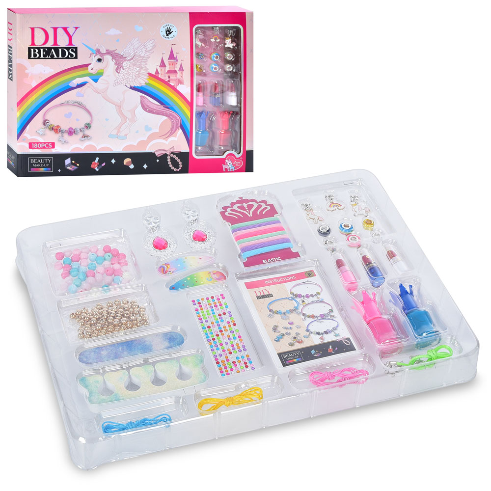 Набір для творчості LD6031 намистини, нитки, заколки, лак, помада,резинки,сережки,мікс кольорів,кор.