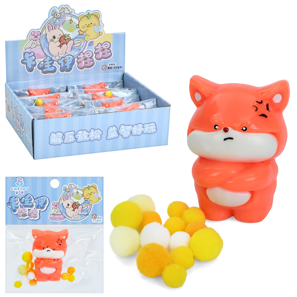 Іграшка MS 4634 лисичка, антистрес, мішура, кул., 12шт. в диспл., 28-8,5-20 см.