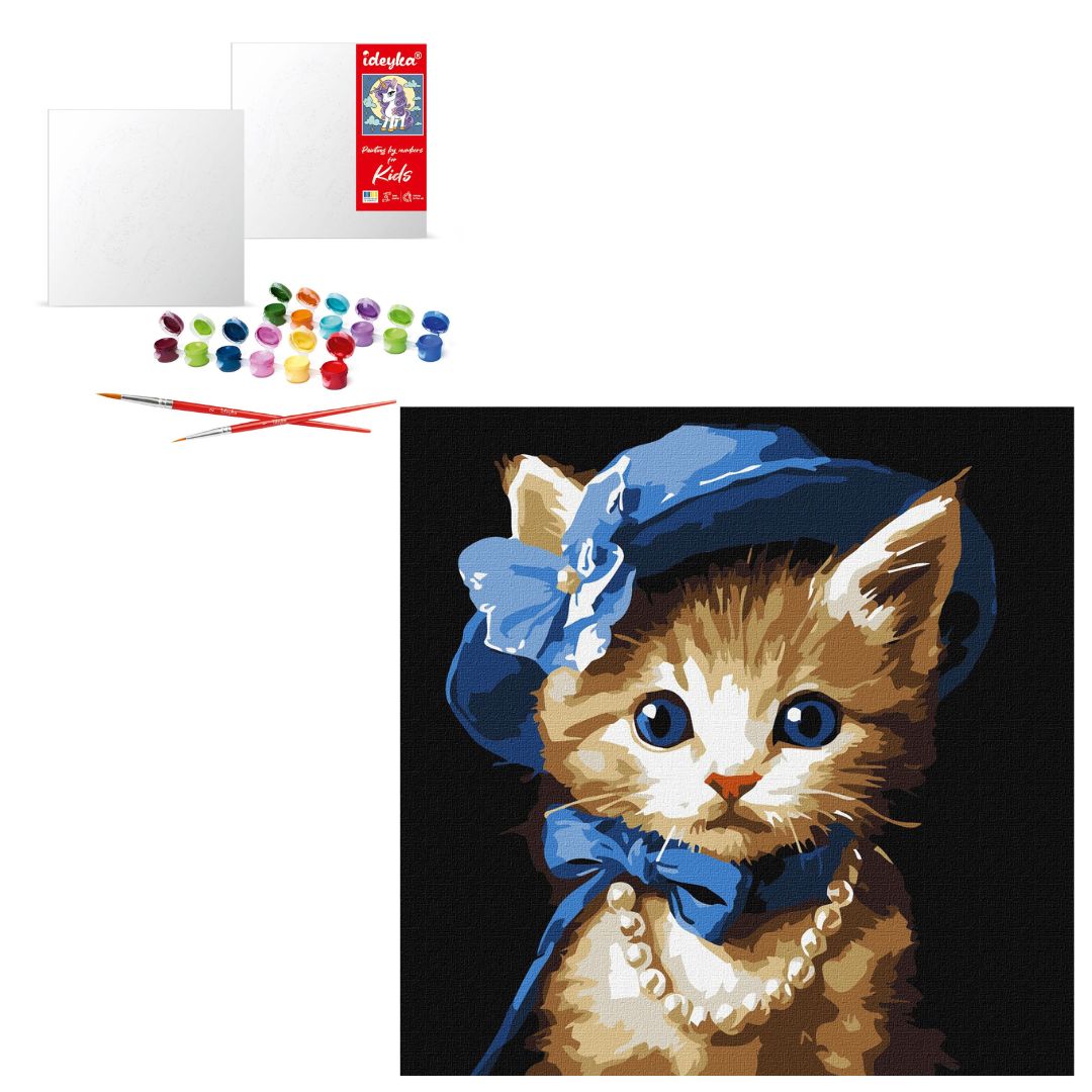 Набір для розпису по номерах "Котик в капелюсі" 30х30см