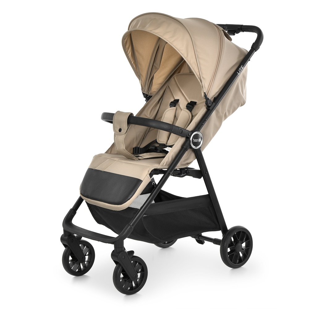 Візок дитячий M 6317 LITE Beige прогулянковий,книжка, алюміній, регул.спинки ремінь, корзина,бежевий