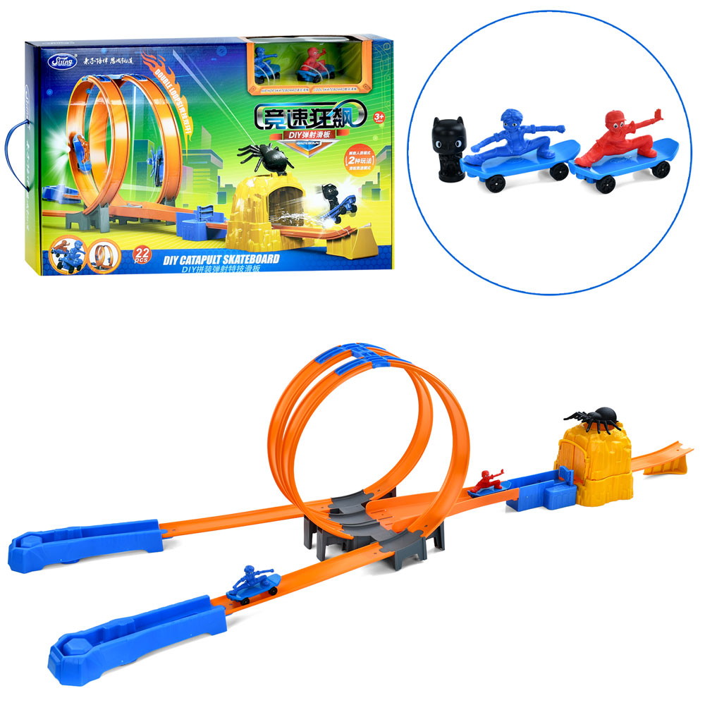 Трек SS028 оберт 360, запуск, фігурка на скейті  2шт, 22дет., кор., 55-35-9,5 см.