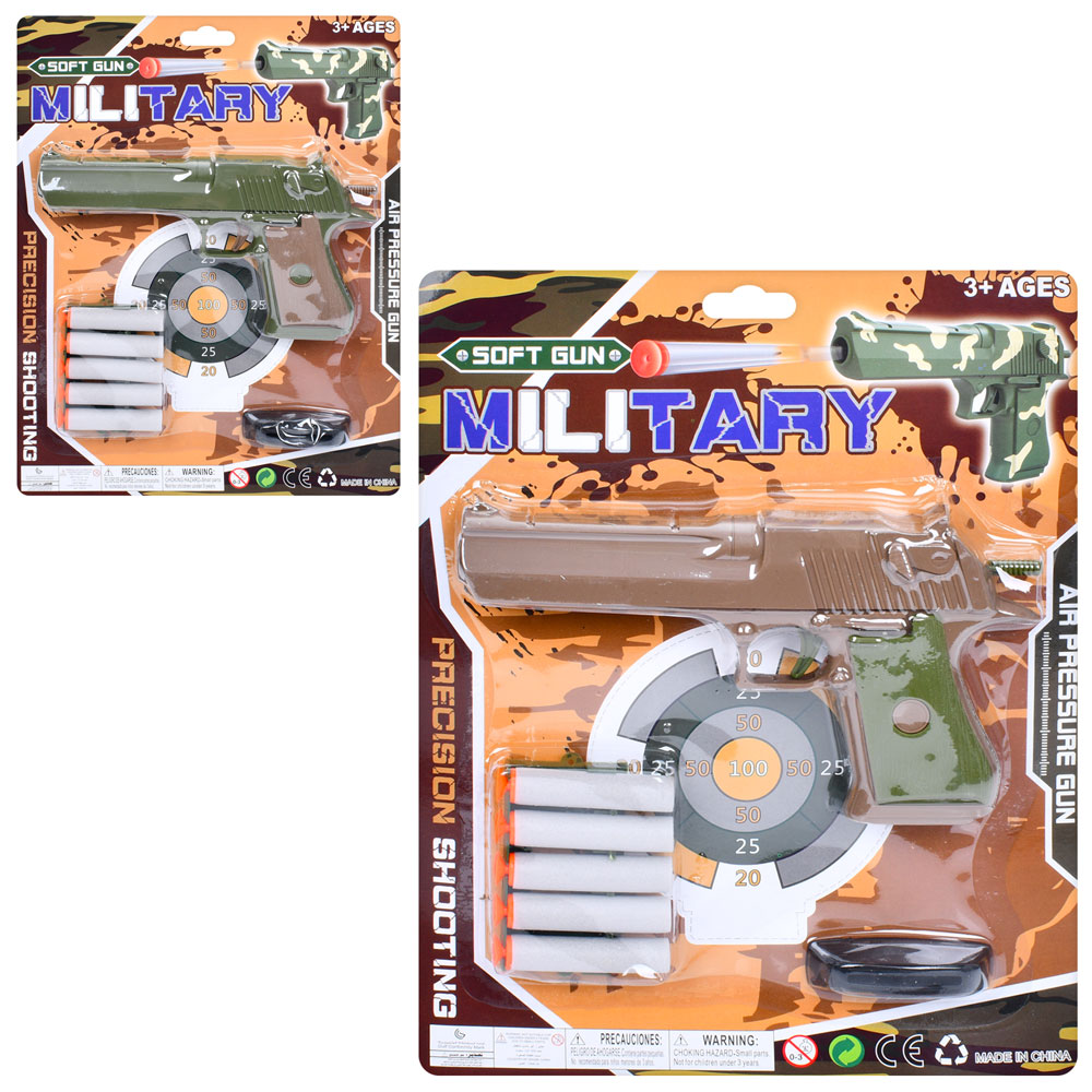 Пістолет 007 м'які кулі-присоки 5 шт., мішень, мікс кольорів, лист, 23-30-3 см.