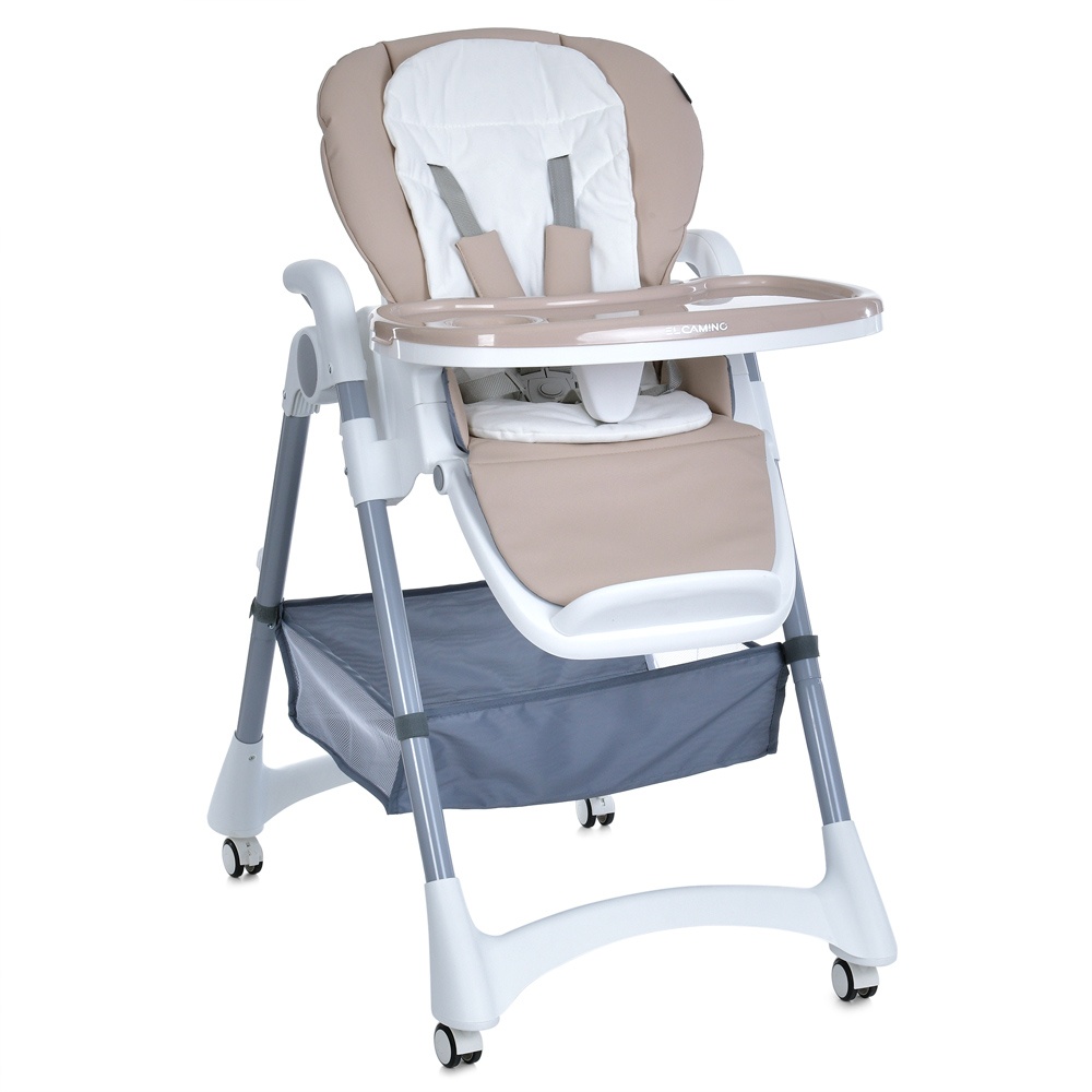 Стільчик ME 1177 STEADY Cream Beige для годування, 5-точ.ремені, матрац, 4 колеса, шкір., бежевий.
