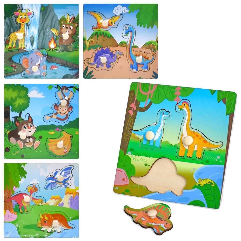 Дерев'яна іграшка Рамка-вкладиш MD 1349 з ручкою, мікс видів, кул., 11-11-1 см.