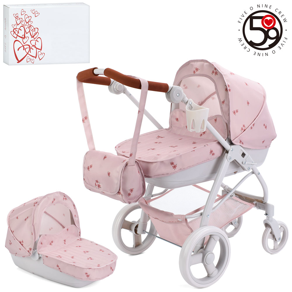 Коляска T726054 для ляльки, класика, 58-39-71см, люлька 51-26см,регул.ручка EVA,корзина,сумка,в кор.