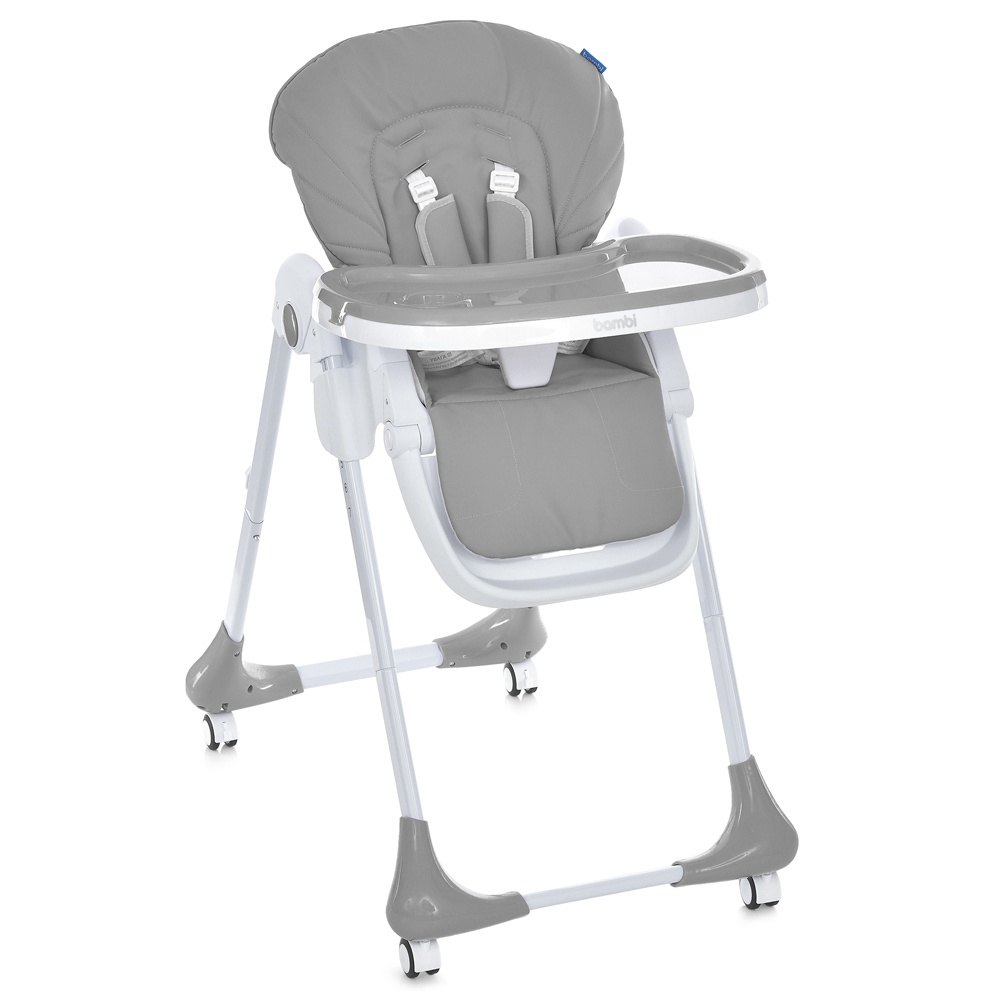 Стільчик M 3233L Dark Gray для годування,3полож.спинки та підніжки,4колеса,корзинка,ек.шкіра,т-сірий