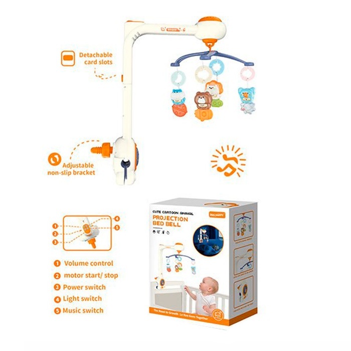 Карусель на кроватку YK7014 мобіль на ліжко,підвіски 4шт.проектор,регул.гучності,муз.,бат.,кор.,22,5