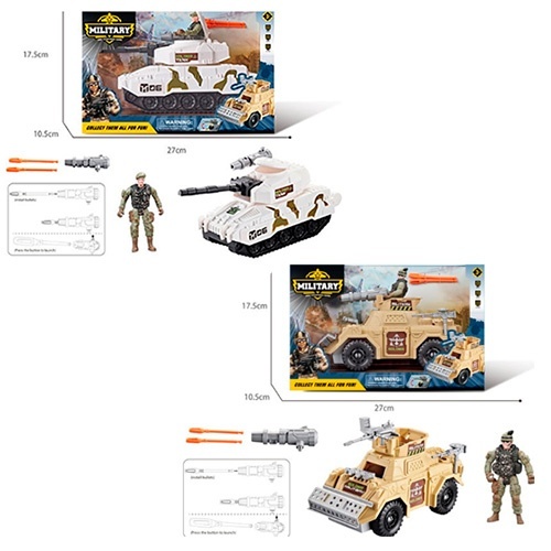 Набір з фігурками F14-3-4A фігурка, танк, машина, стріляє, 2 види, кор., 27-18-11 см.