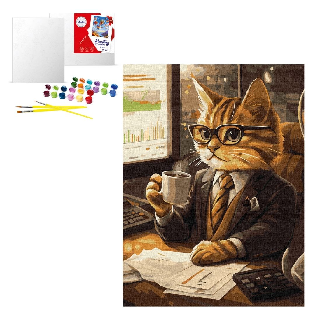 Набір для розпису по номерах "Кіт-бізнесмен" 30х40см
