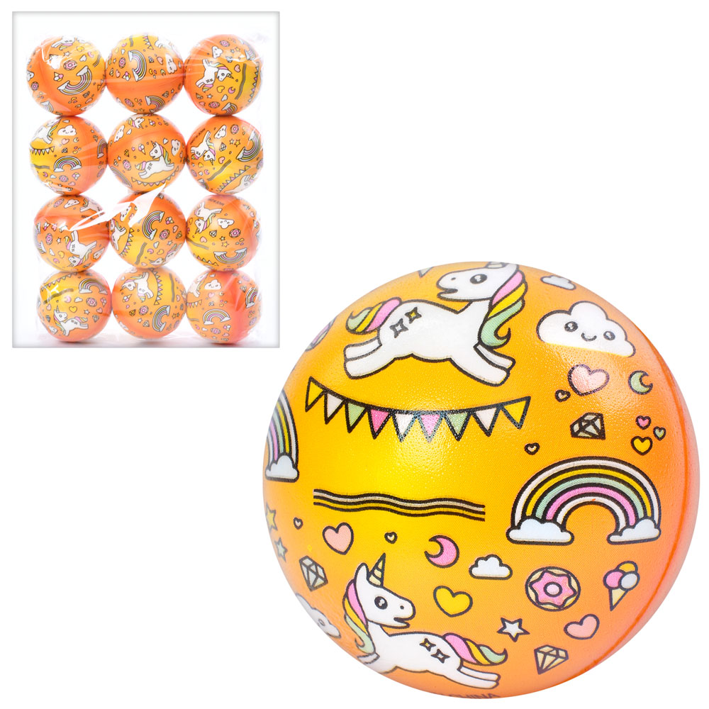 М'яч дитячий фомовий MS 4048-1 1 вид (єдиноріг), помаранчевий, упак. 12 шт. в кул.