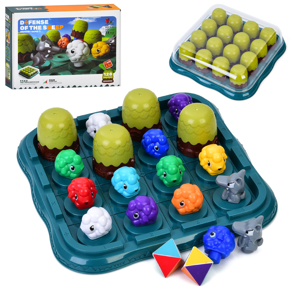 Настiльна гра 3111 Захисти овечок від вовків, ігрове поле, наліпки, 38 дет., кор., 30-23-7 см.