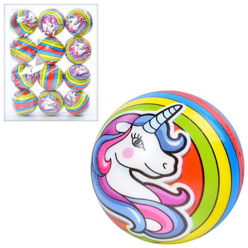 М'яч дитячий фомовий MS 4048-2 1 вид (єдиноріг+веселка), упак. 12 шт. в кул.
