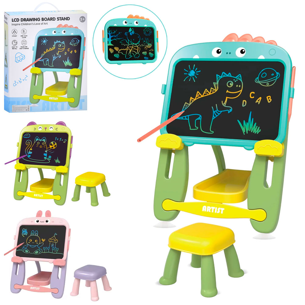 LCD планшет W5002-1-2-3 для малюв.,13 дюймів,кольоров.,мольберт,стільчик,3види,бат.,кор.,35,5-42-9см