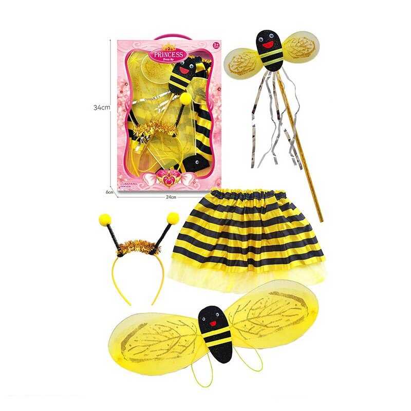 Фотография 1 товарной позиции интернет-магазина детских игрушек www.smarttoys.com.ua Набір прикрас JY 9616 (48/2) бджолині крильця, чарівна паличка, обруч з вусиками, спідничка, в коробці