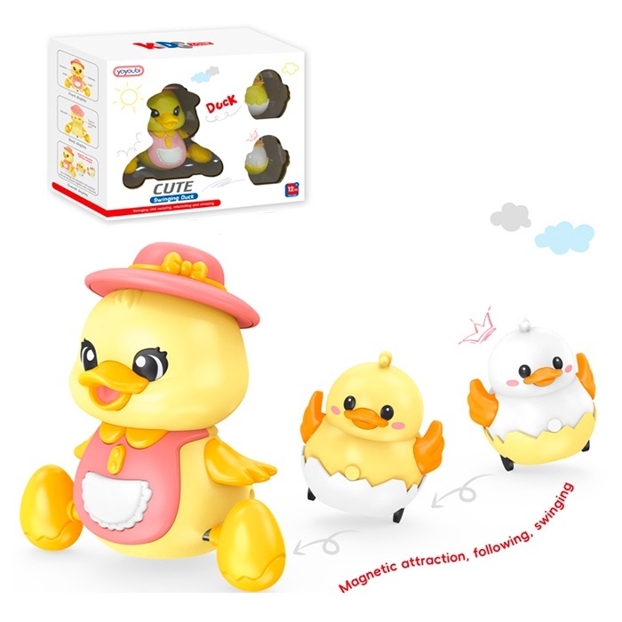 Музична іграшка 223 качка(їздить,муз.,світло,рег. гучності),каченята 2шт.,магнитні,акум.,USB,кор.