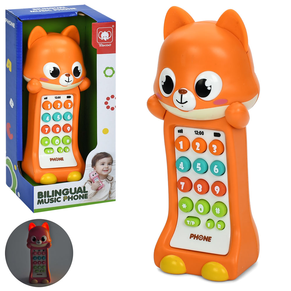 Телефон мобільний 852 кіт, муз., світло, бат., кор., 9-19-6 см.